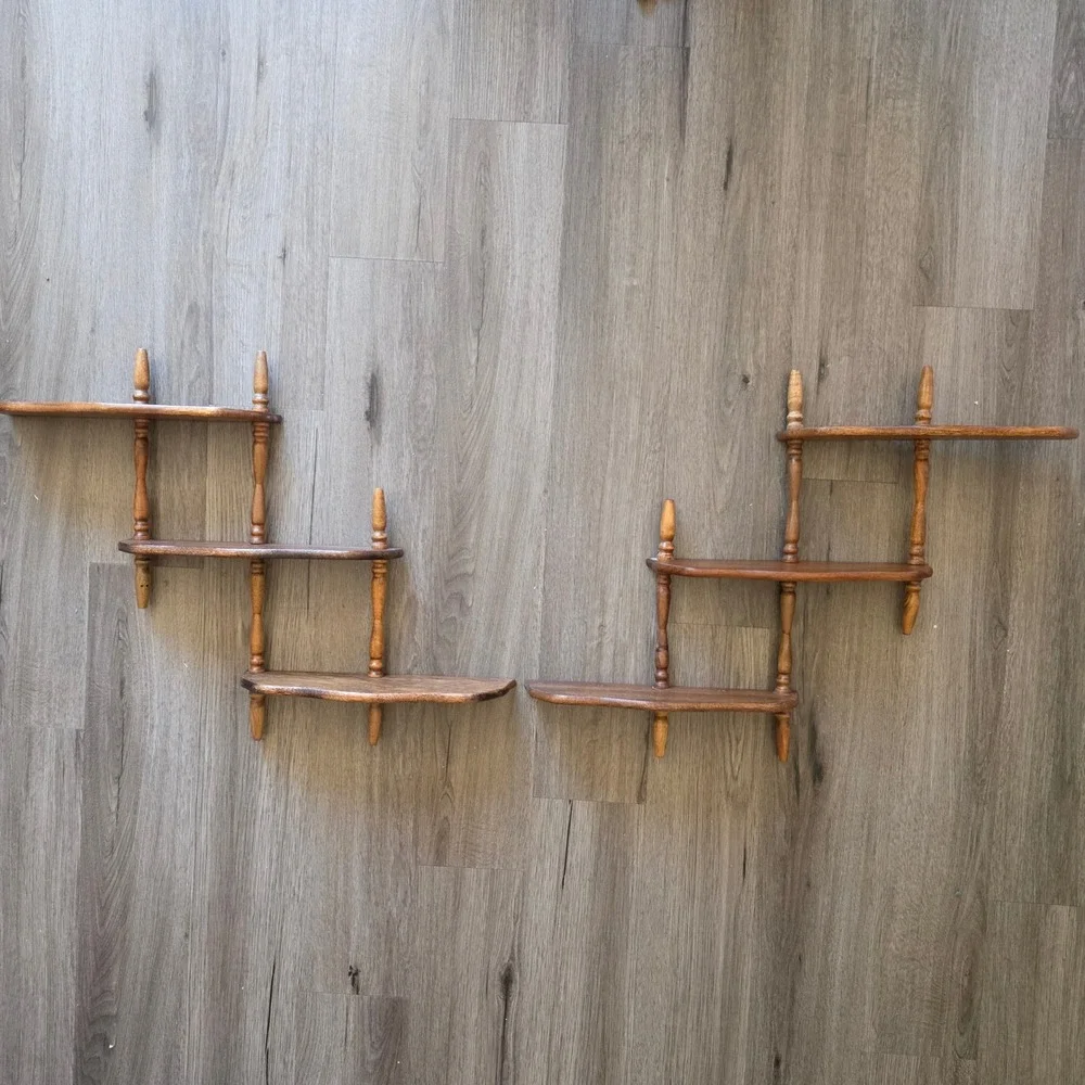VTG Multi Configuration Spindle Wood Wall Shelves Knick Knack Display Cottage